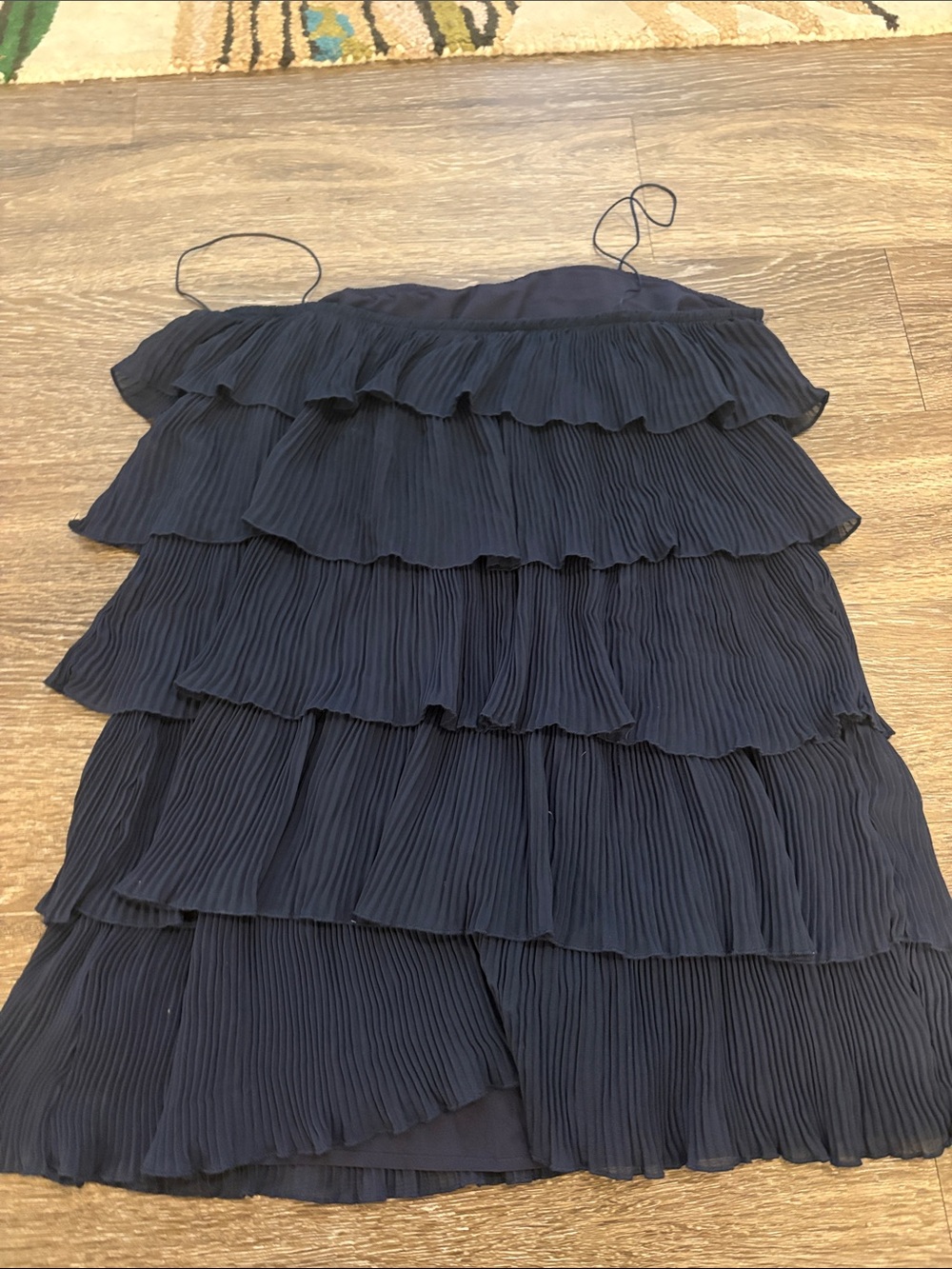 Tiered Pleated Navy Women's Mini Dress